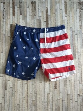 Polo Ralph Lauren Men's L American Flag Stars And Stripes Swim Trunks